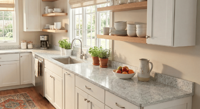 Affordable pre-fabricated kitchen countertops available at Nova Tile Fernley showroom