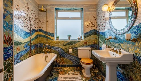 Small Bathroom With Mosaic Tile