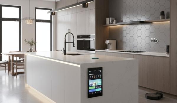 Modern Open Kitchen Subway Tile