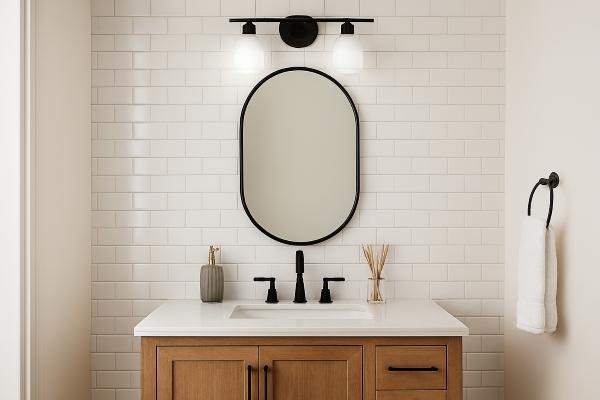Bathroom with White Subway Tiles