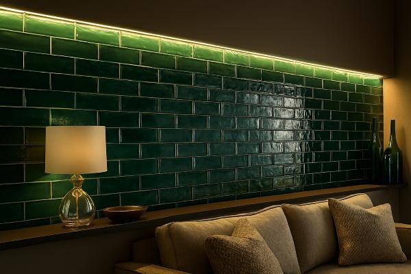 Discover more Green Lighted Subway Tile Wall