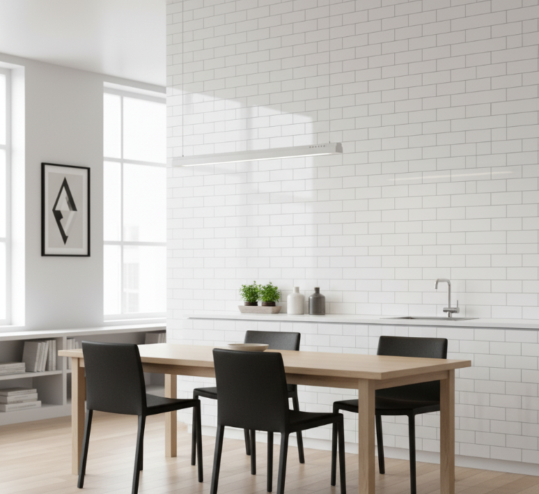 White Subway Tiles Polsh Featured Kitchen