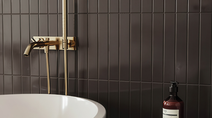 Vertical Stack Pattern Subway Tiles Shower Room