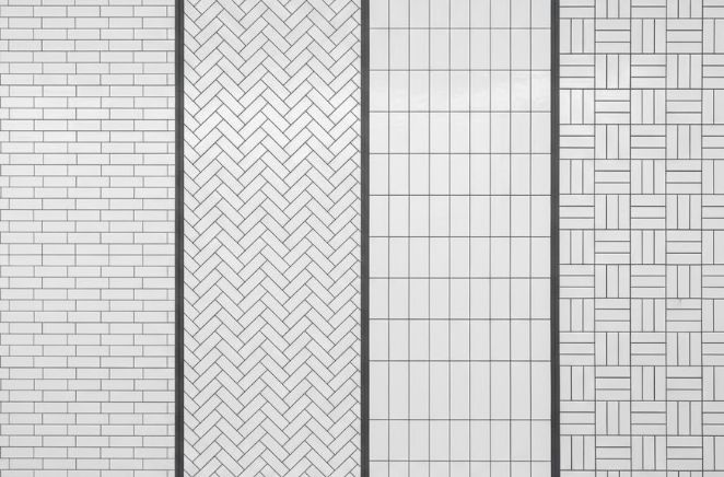 Detailed wall texture created by compact 2x4 subway tiles