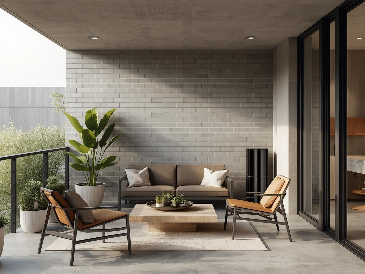 cement look subway tiles in balcony