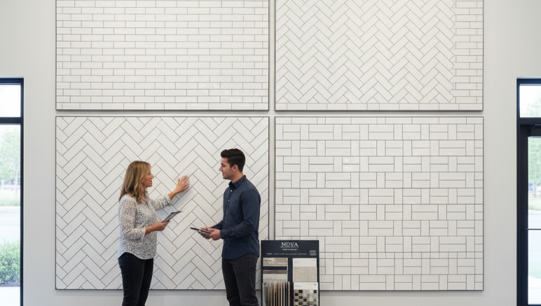 Multi-patterned subway tile showroom