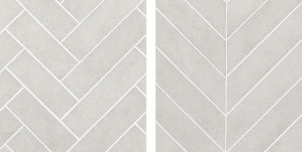 Herringbone and Chevron pattern side-by-side comparison