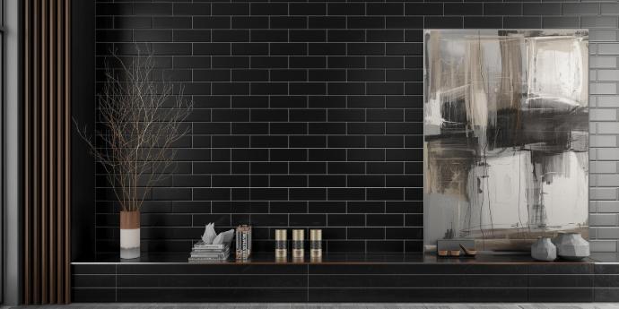 black grout subway tiles