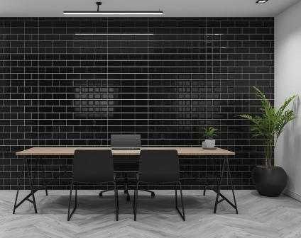 Black subway tile featured function hall