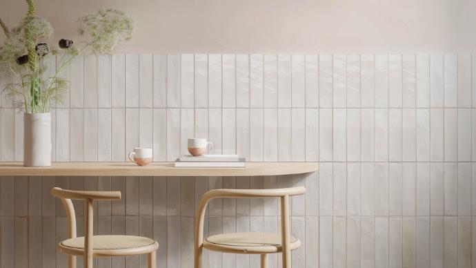 Cyprus bianco ceramic subway tile as wall interior