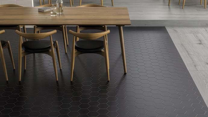 Dark gray hexagon tile