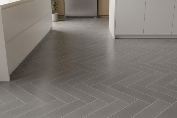 Herringbone pattern in kitchen flooring