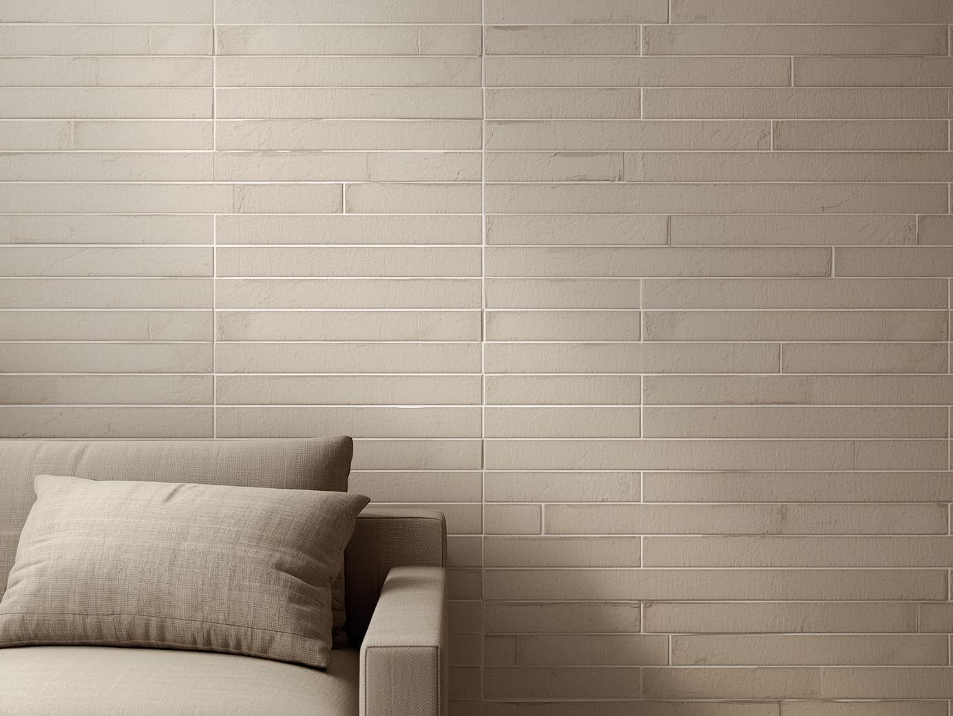 Neutral subway tiles in modern living room