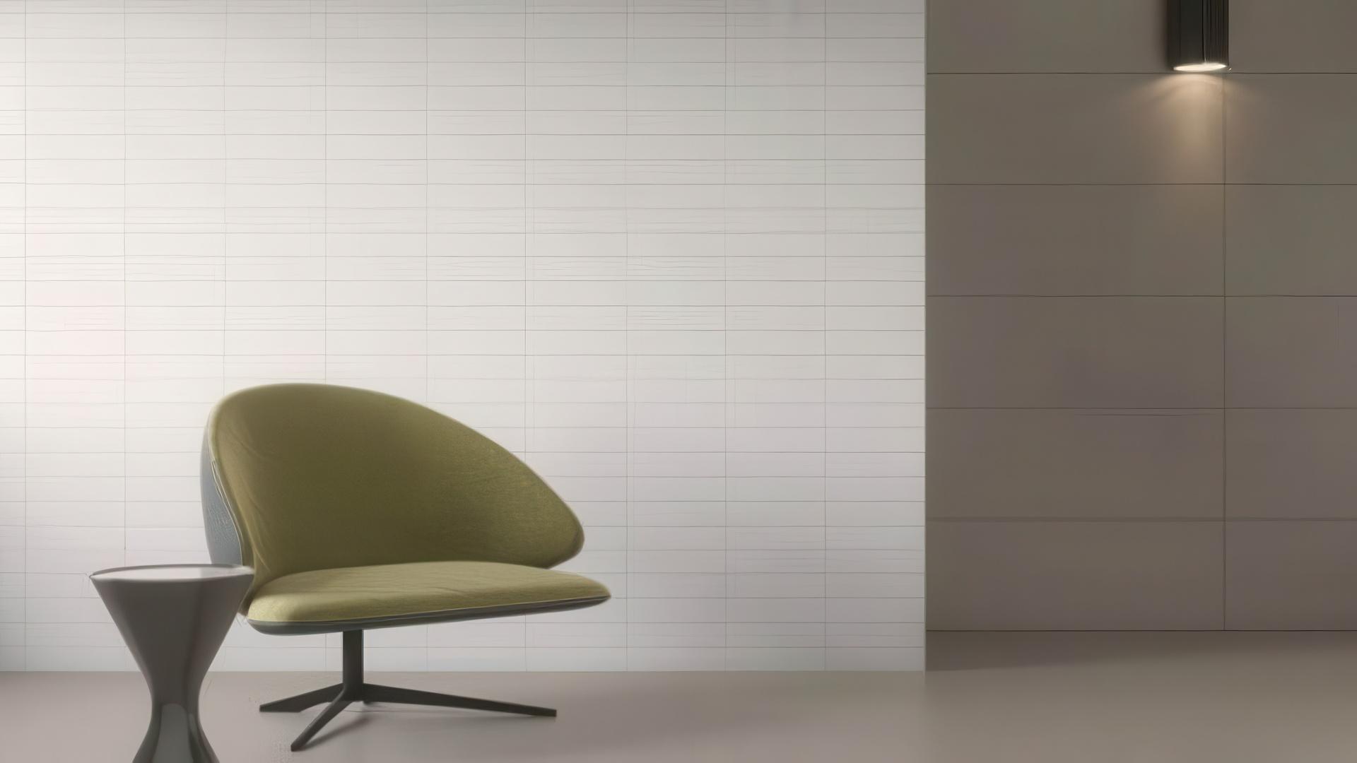 White subway tile wall in modern minimalist interior design