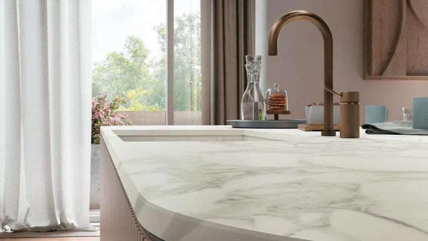 Spa bathroom featuring white marble look walls using Calacatta Magnifico Porcelain Slabs material.