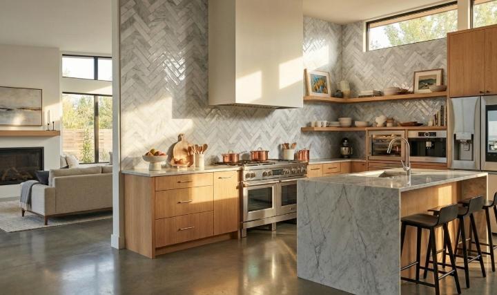 marble look subway tile for kitchen