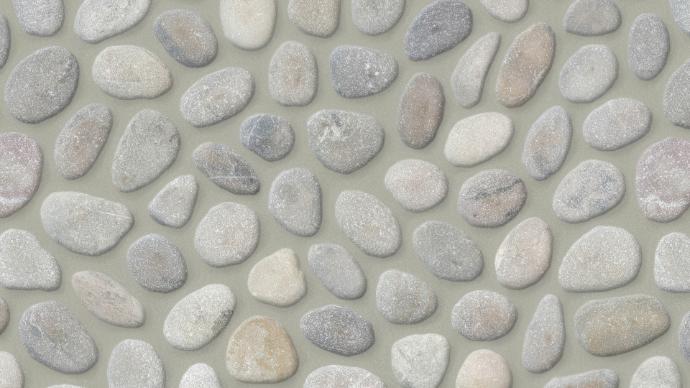 Grey blend pebbles natural stone river rock mosaic tile.