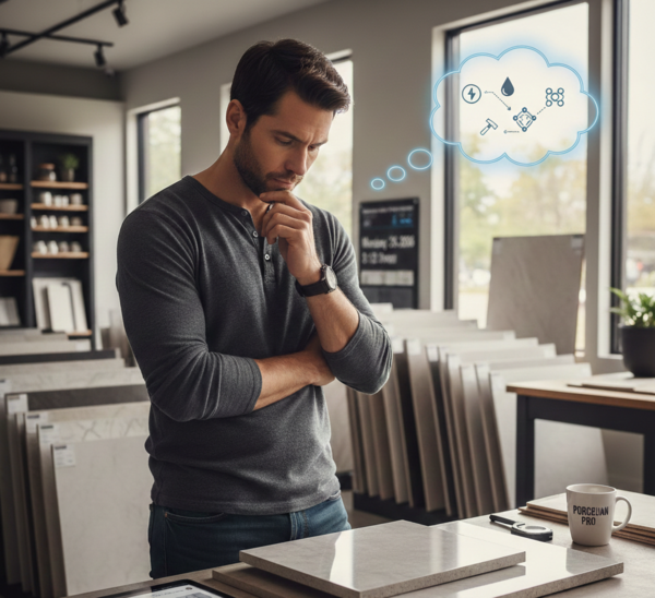 A man understanding porcelain tiles