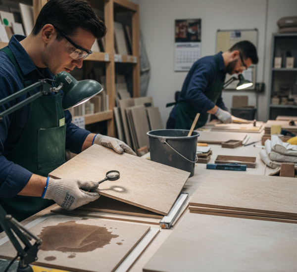 Quality control inspection highlighting factors that determine tile grade classification