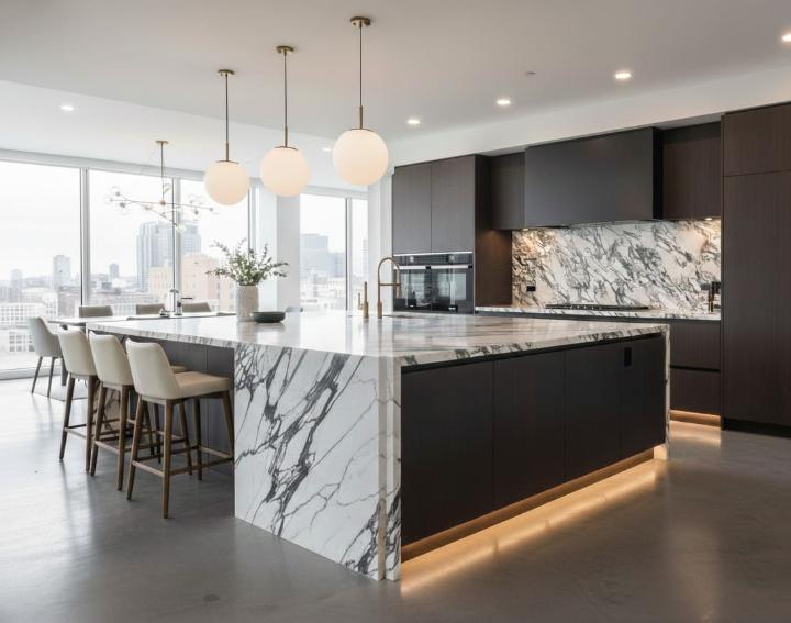 White porcelain kitchen countertop