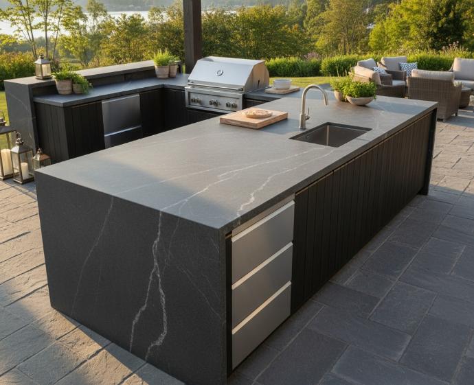 Natural stone SOAPSTONE slab outdoor kitchen countertop