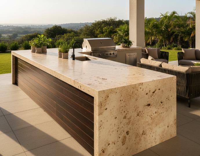 Natural stone limestone slab outdoor kitchen countertop