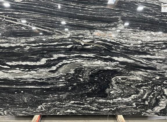 Explosion black granite slab at Nova Tile and Stone showroom