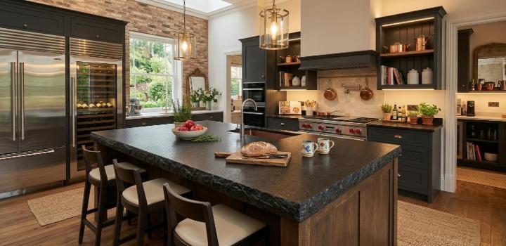 Black granite kitchen countertop