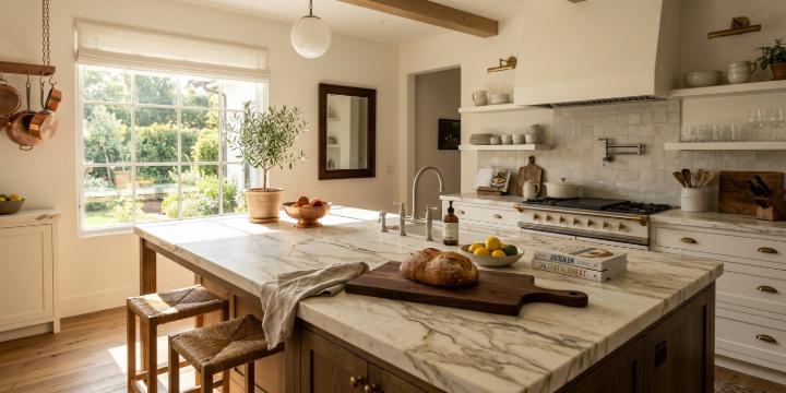 Calcatta kitchen island countertop