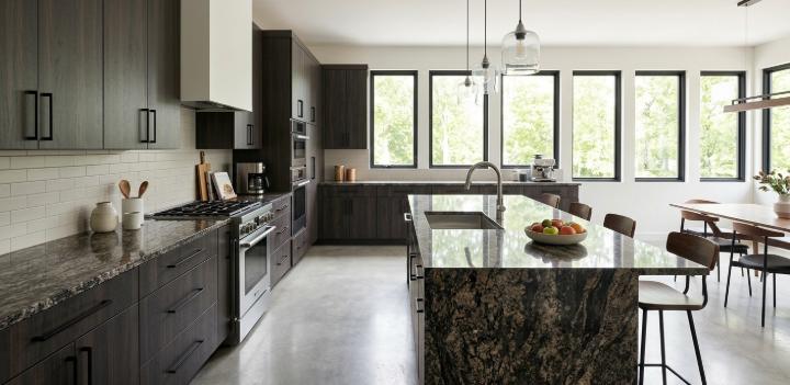 Granite countertops modern kitchen dark cabinet design
