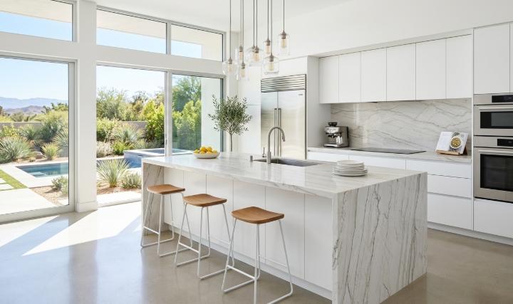 Mont Blanc quartzite kitchen island countertop