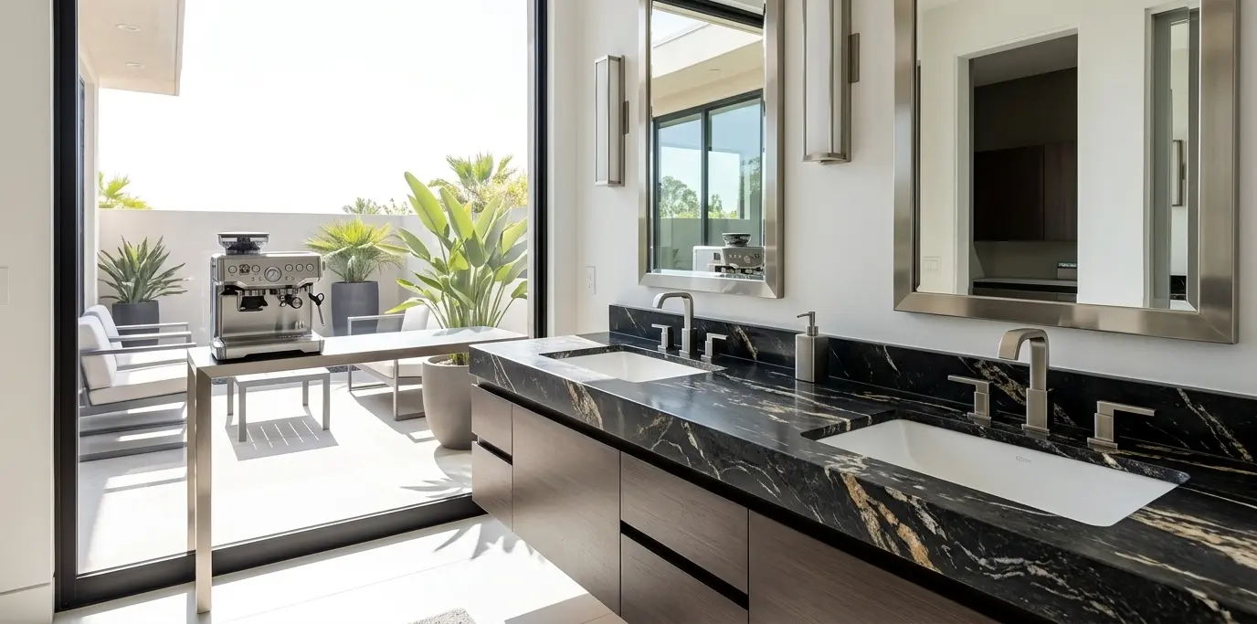 Hone titanium granite outdoor kitchen