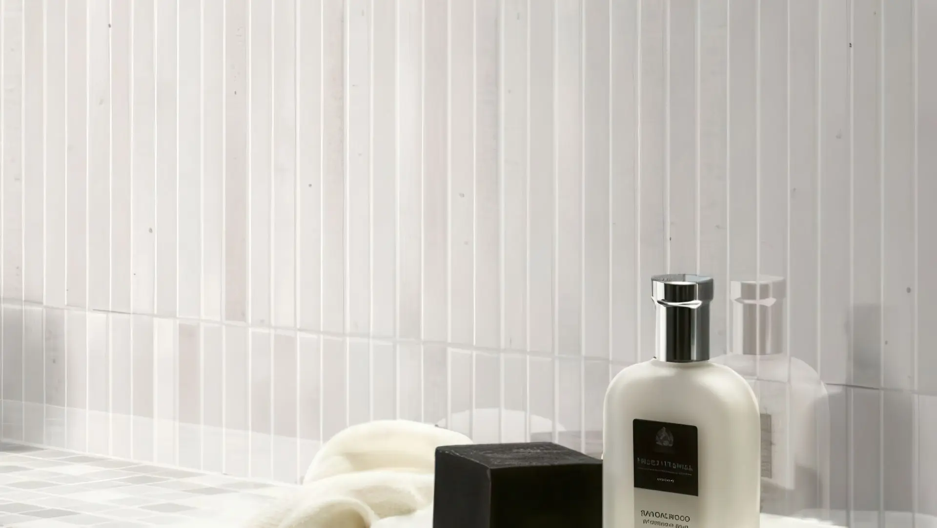 Glossy white 3D decorative subway tiles with vertical linear texture