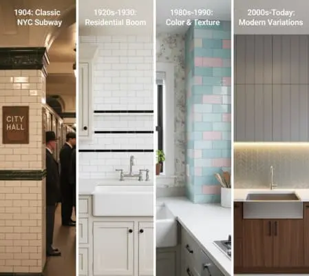 Subway tiles evolution from classic NYC subway walls to modern interior designs