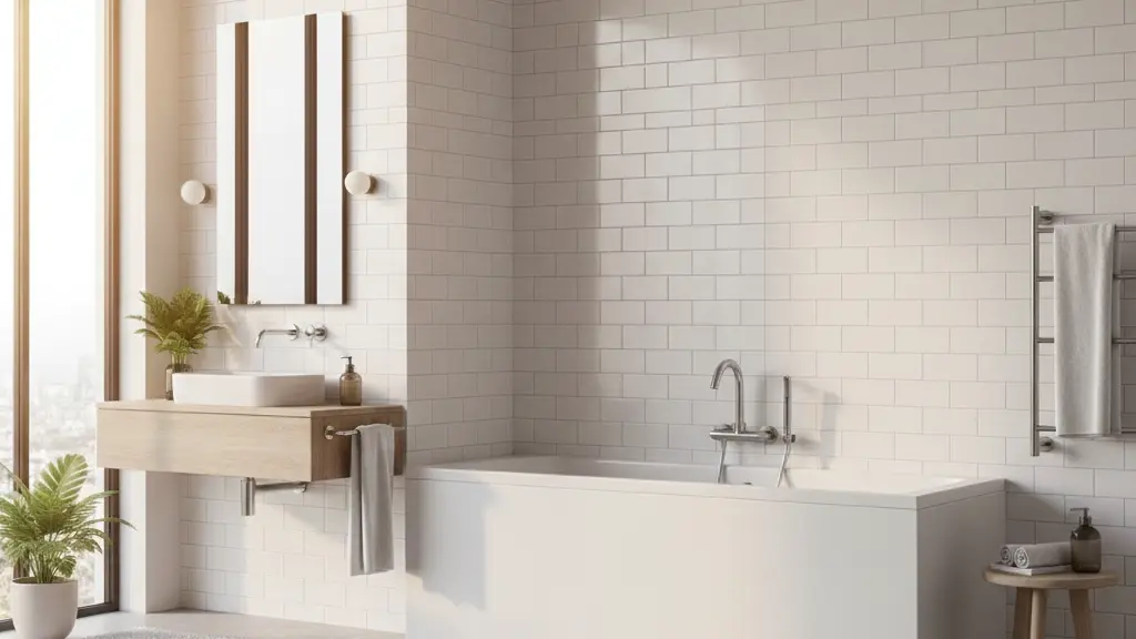 White subway tile bathroom with durable, long-lasting design appeal