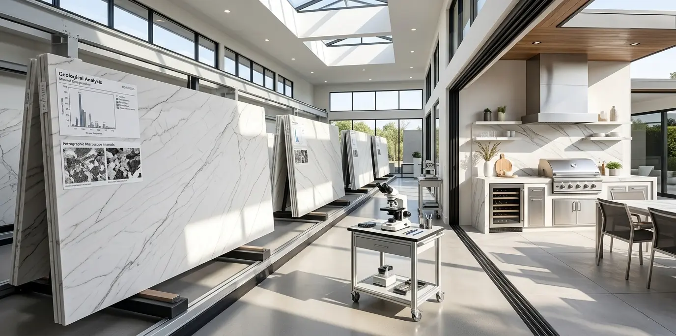 Mont Blanc quartzite natural stone slabs with white and grey veining